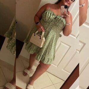 Plus - Floral Green Dress - 2X 16